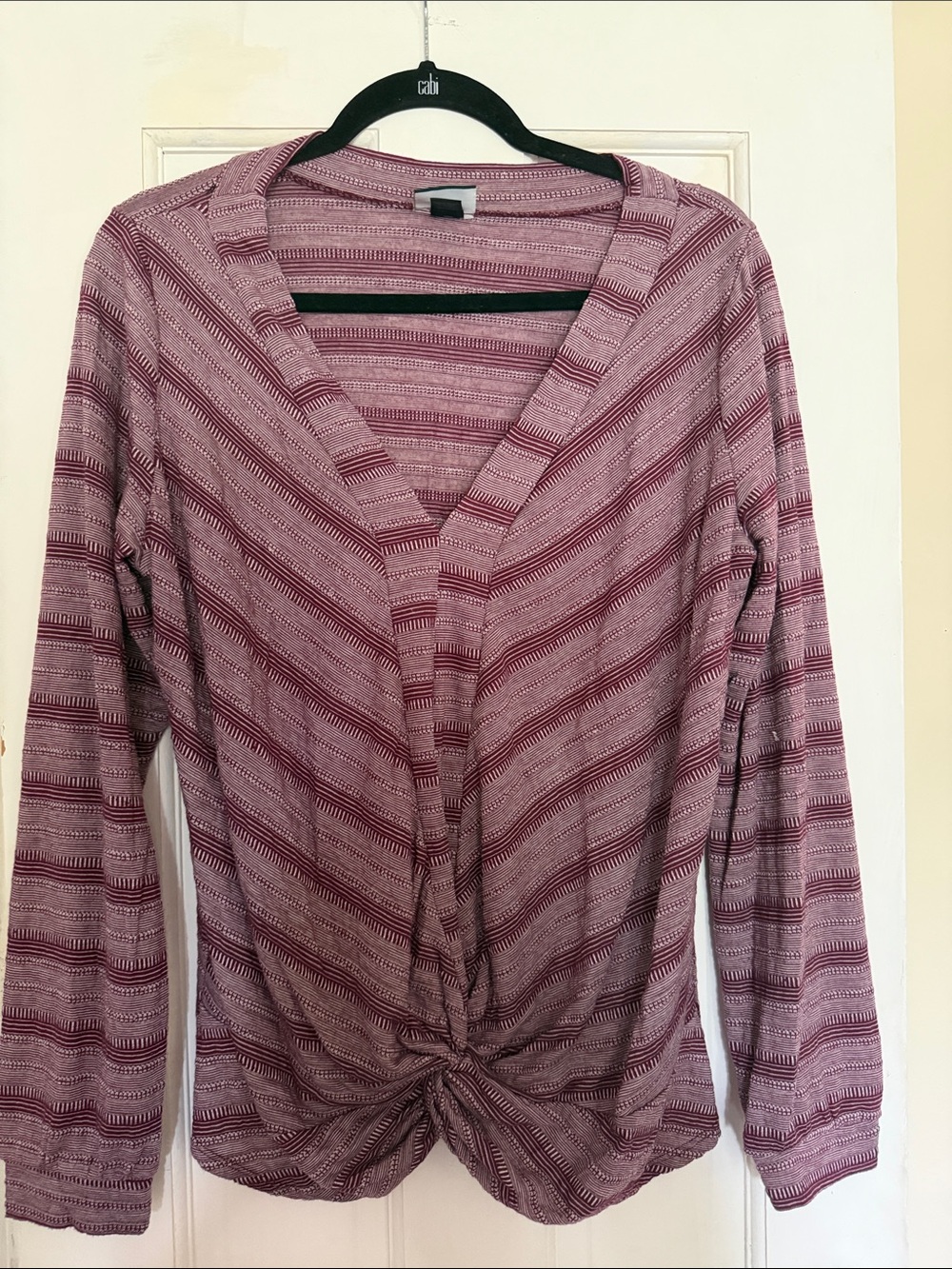 Buckle Mauve and Berry Striped Twist-Front Long Sleeve Top